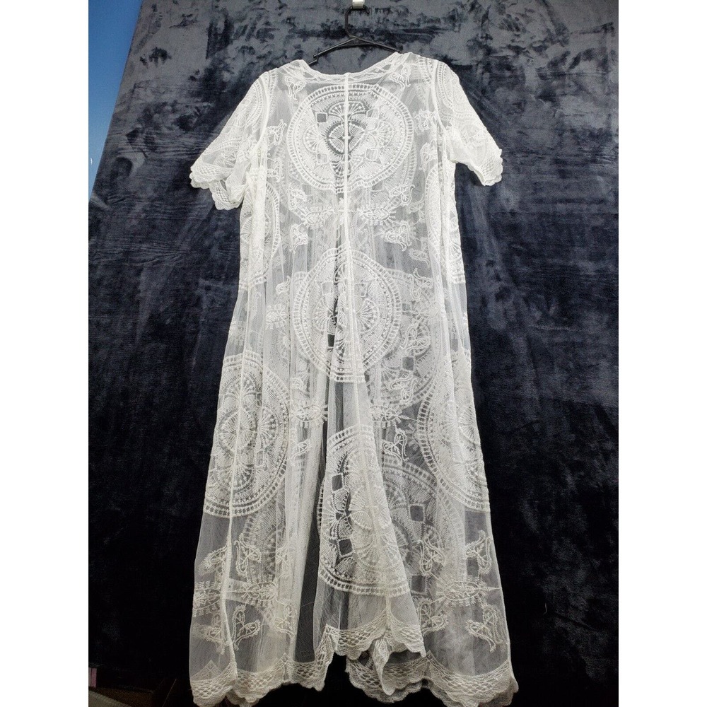 Nina Leonard White Lace Crochet Cover-Up - Picture 2 of 8